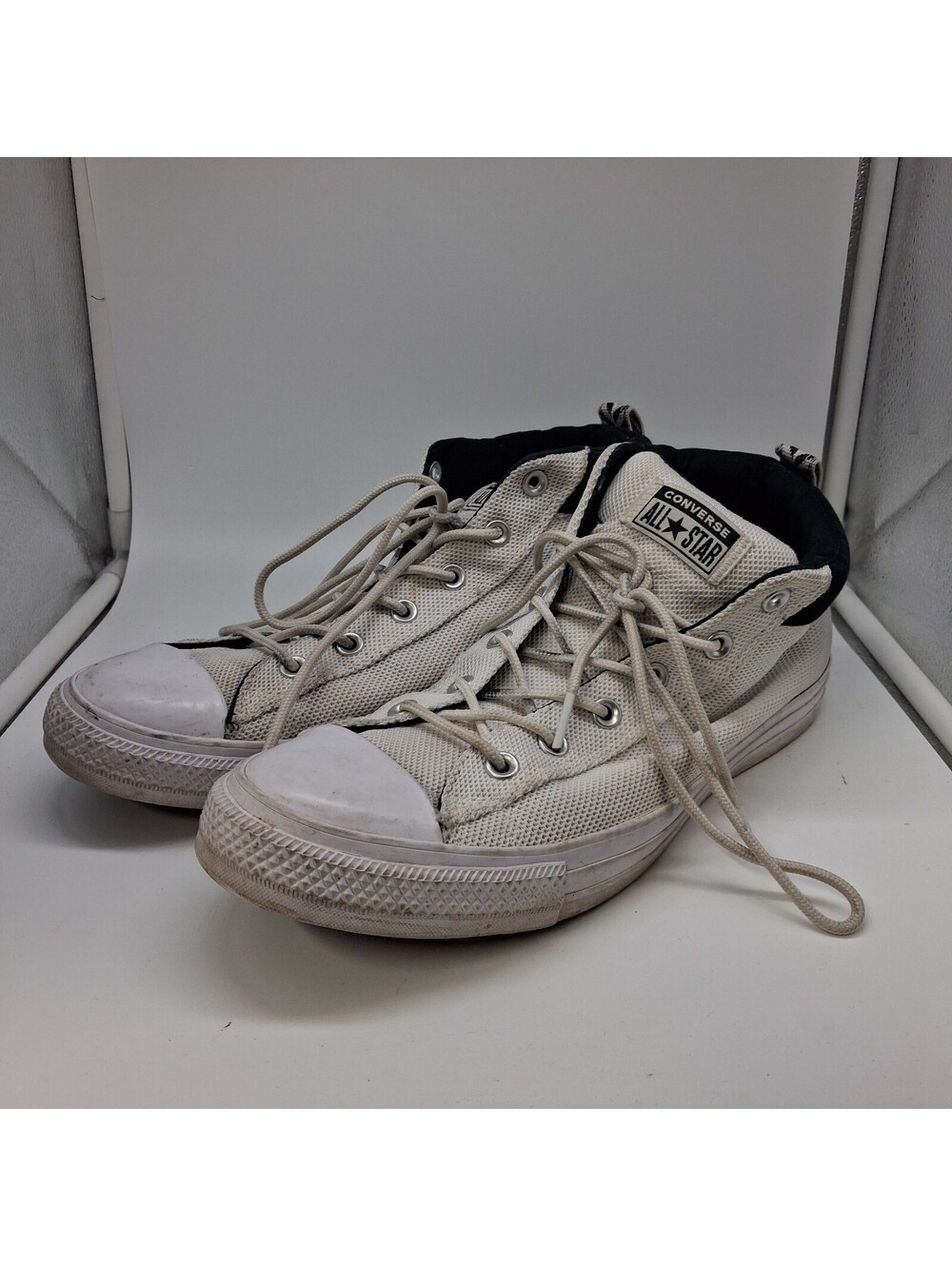 Converse Chuck Taylor All Star Street Mid Mens 11 Womens 13 White Black Shoes